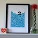 Bigger boat screen print in bright turquoise