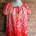 Red floral hippie housedress nightgown