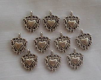 Hearts on Fire Charms- ten charms- antique silver charms