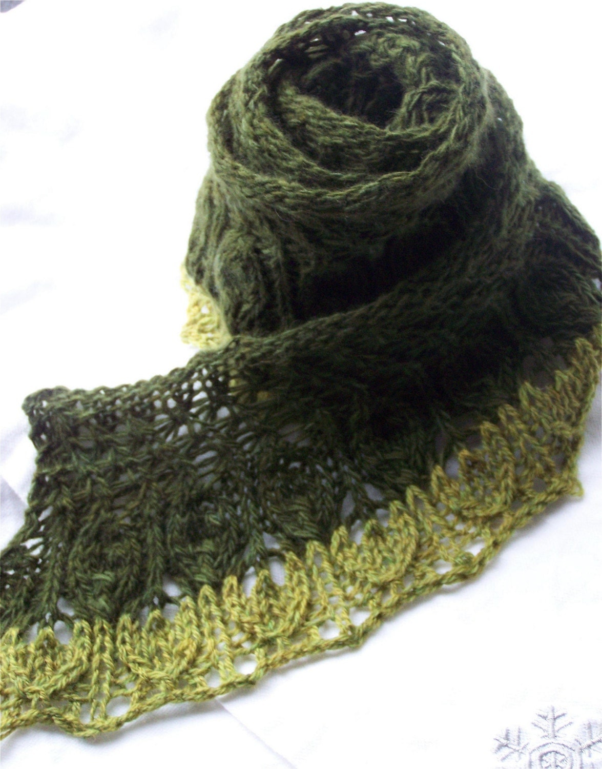 Wispy Hand Knit PDF Scarf Pattern Wispy leaves by KnitChicGrace