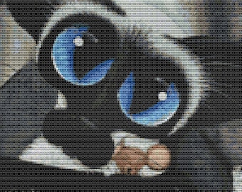 Cat Cross Stitch, AmyLyn Bihrle, Siamese Cat Art, Counted NeedleCraft Kit, 'Close Friend', Blue Eyed Cat, Siamese Kitten, Cute Cross Stitch