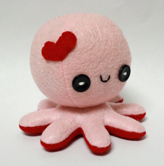 Pink Love octopus plushie 4 by jaynedanger on Etsy