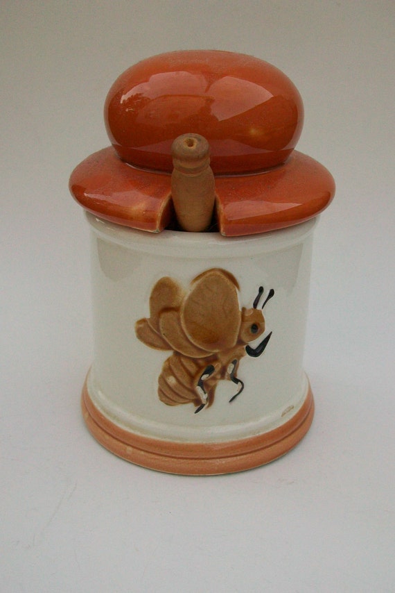 SALE Vintage Ceramic Honey Pot