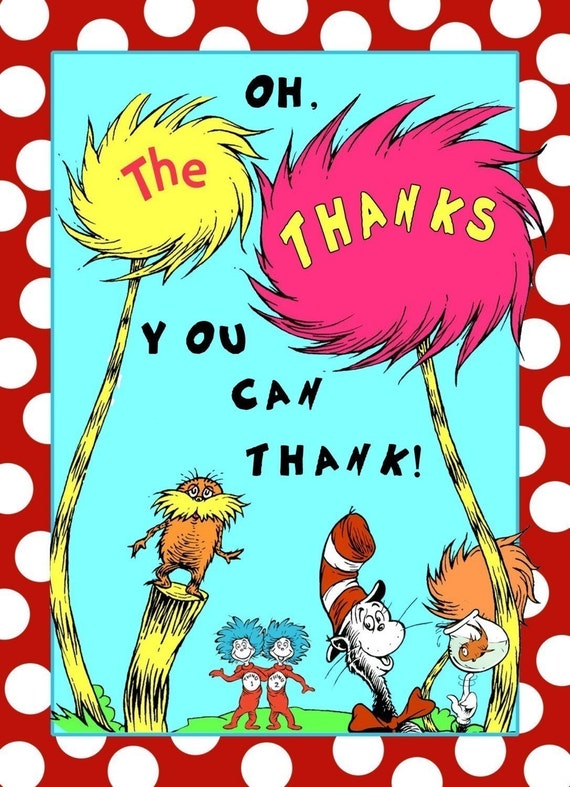 Items similar to Dr seuss birthday invitation or thank you card with ...