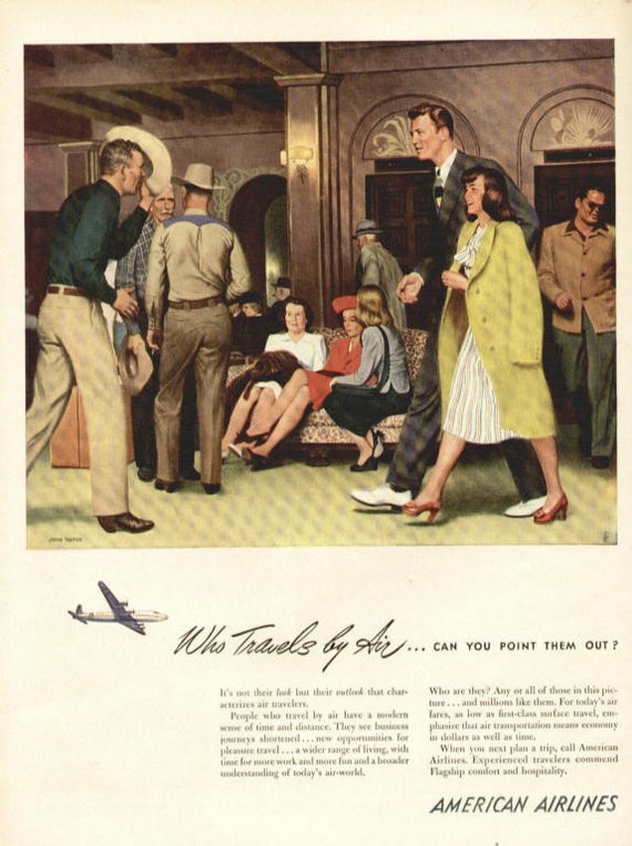 Magazine Ad Print Vintage 1946 American Airlines AD by paperdealer