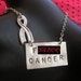 F .CK CANCER--Hand Stamped Oxidized Sterling Silver Square and Ribbon Necklace MATURE