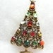 Christmas Tree Brooch Vintage Rhinestone Pin Lace Style Crystal Gold Tone