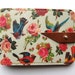 Leather card case/ Oyster card holder - Birds & Roses