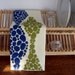 Block Printed Hemp Soy Kitchen Towel in Olive and Navy