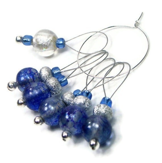Stitch Markers Knitting Beaded Royal Blue