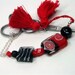 Red and Black Beaded Scissor Fob