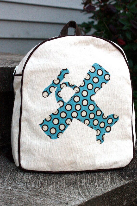 SALE Toddler Airplane Backpack in Cream Canvas with by ZaaBerry