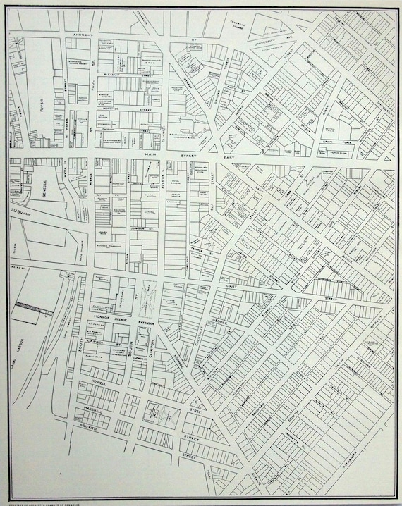 1937 Vintage Map of Rochester New York Vintage City Map