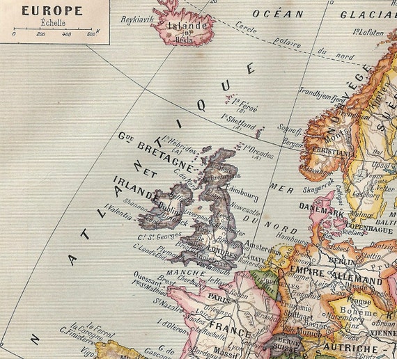 1908-1914 Antique French Map of Europe by bananastrudel on Etsy