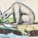 1828 Rare Antique Hand Coloured Lithograph of Polar Bear, Boars, Hippopotamus. Plate 38. From Buffon's Natural History.
