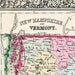 1864 Antique Map of New Hampshire and Vermont - Historical Map - Mitchell Map - Handcolored map - New Hampshire Antique Map