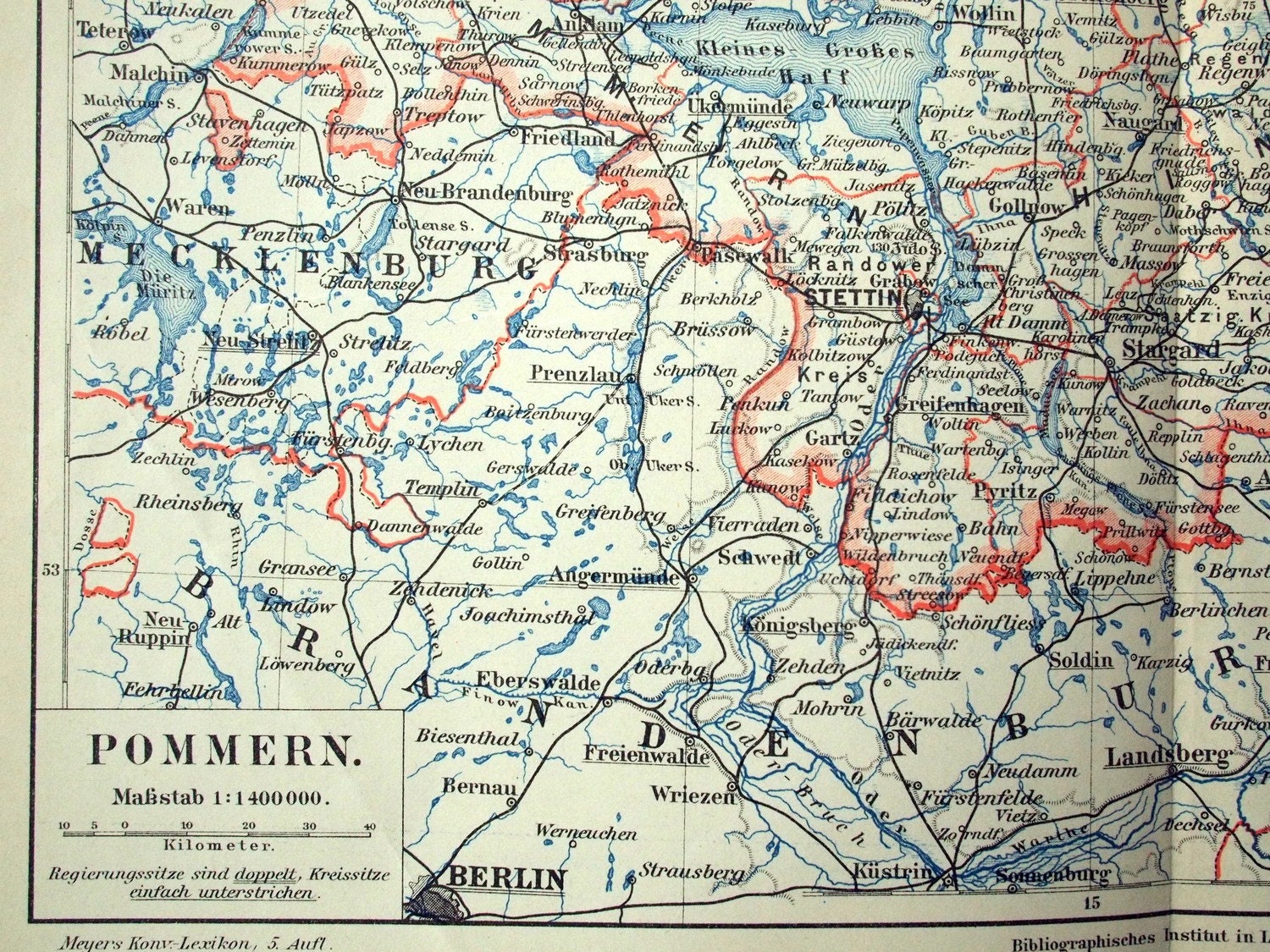 1895 Antique Map of Pomerania Germany Pomerania by bananastrudel