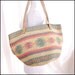 Vintage Southwest Bag Woven Bag Tote - native american print, pink pastels, geometric, leather straps, 70s 80s - Free Worldwide Shipping