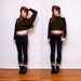 Vintage Cropped Sweater alpaca knit sweater - forest green, killer shape, batwing sleeves, cowl neck - FREE Worldwide Shipping