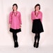 Vintage 90s COLOR BLOCK Silk Blouse pastel pink rose - peter pan collar, oversized shape, dusty rose, colorblock - FREE Worldwide Shipping