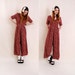 Vintage Jumper Jumpsuit Palazzo Pants s/m - floral print, calico print, womens jumpsuit onsie, wide leg - FREE Worldwide Shipping