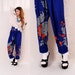 Vintage Harem Pants High Waisted Pants L/XL - rose print floral print, 80s fashion trouser, Japanese print fabric - FREE Worldwide Shipping