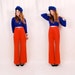 Vintage Pants Wide Leg Pants High Waisted Pants xs/s/m - bright tangerine orange, trouser bells bellbottoms - FREE Worldwide Shipping