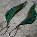 Long Feather Earrings - Peacock Earrings on Copper Kidney Wires - Copper River