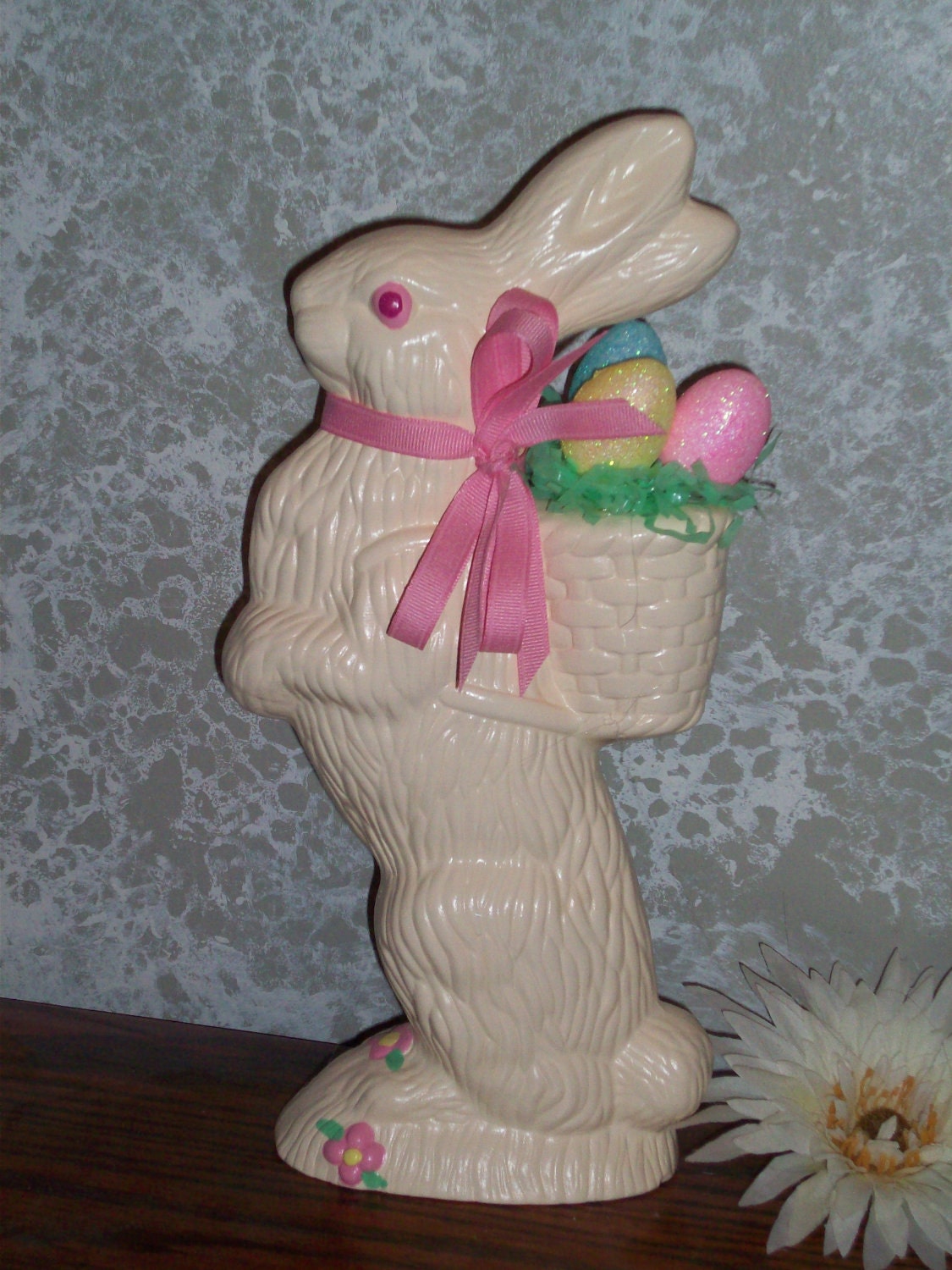 White Chocolate Ceramic Easter Bunny Rabbit with by Ragdoll722