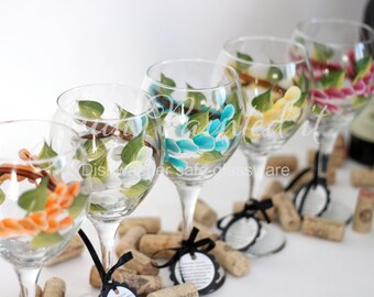 Bridesmaid wine glasses, bridesmaid gifts, personalized gifts, wedding wine glasses, hand painted wine glasses, huge wine glasses, wedding