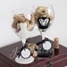 Set of 2 personalized Bride and Groom dress and tux hand painted wine glasses . Dishwasher safe
