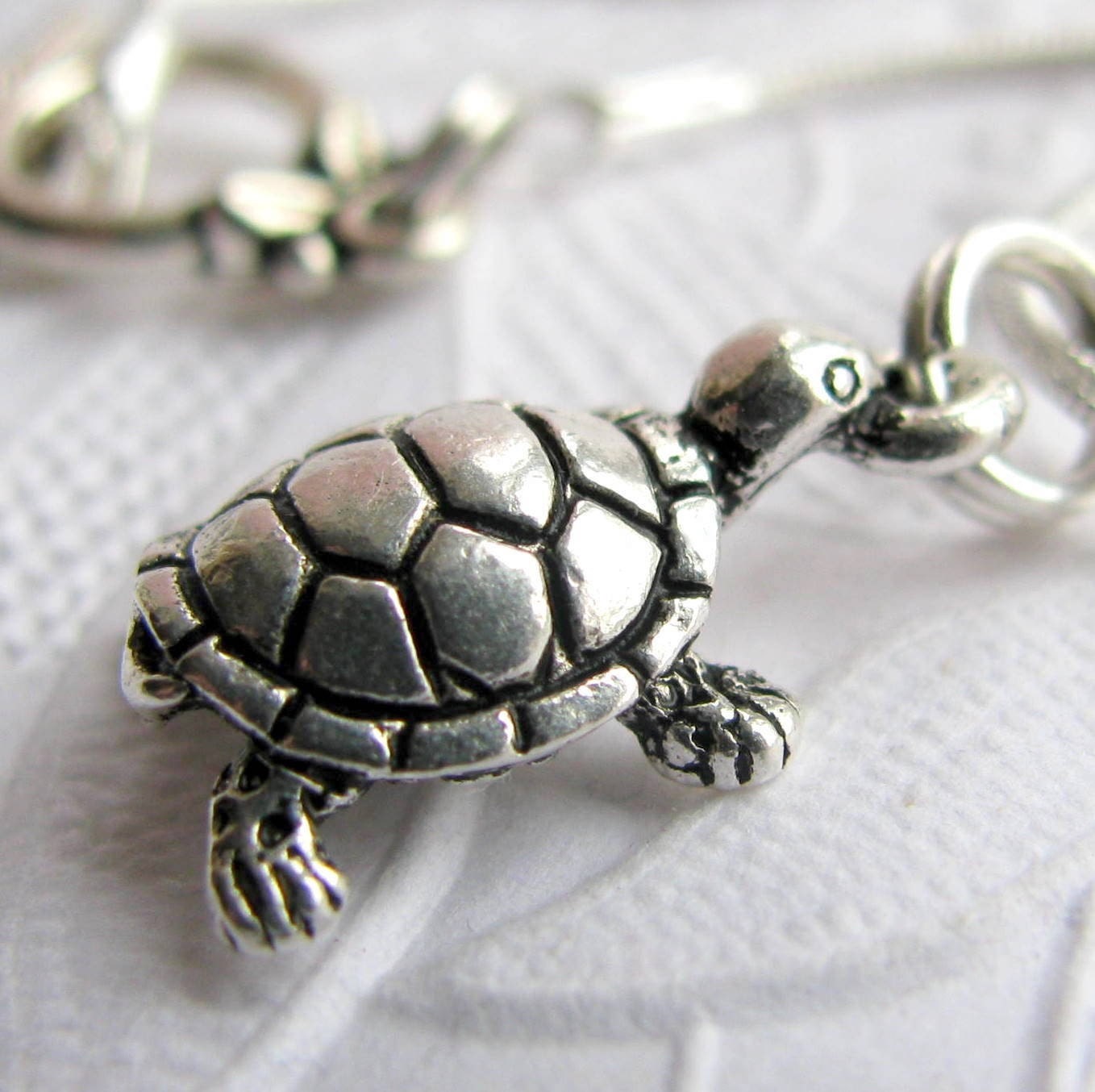 Turtle charm necklace Slow and Steady antiqued