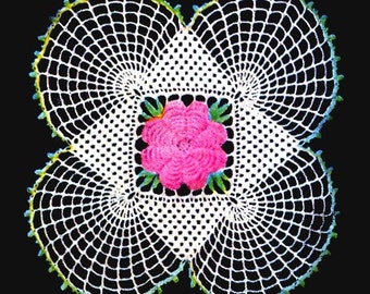 13" Vintage Crochet Irish Rose Square Doily Motif Pattern, Square Doily Pattern.... Spider.....Instant Download PDF... J268