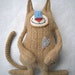 Cashmere Cat Stuffed Animal Oatmeal Colored Upcycled Repurposed Sweater