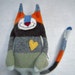 Stuffed Animal Cat Striped Wool Sweater Upcycled Repurposed