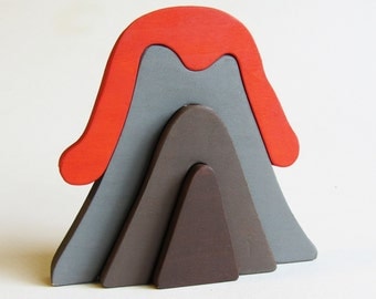 Wooden Volcano Stacker Waldorf Toy Eco-friendly