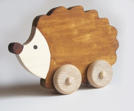 Wood toy- Hedgehog Push Toy- Waldorf- Eco-friendly