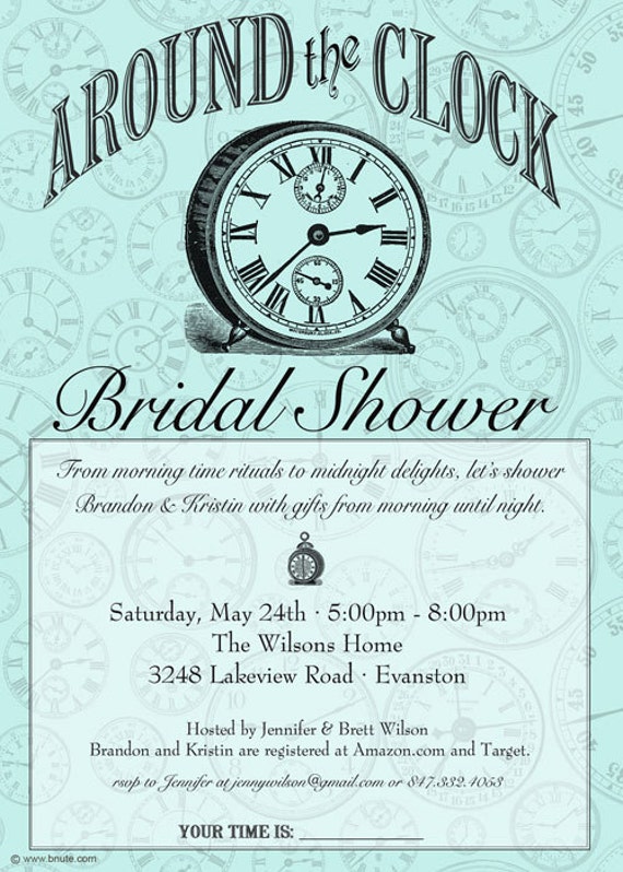 Around The Clock Shower items similar to around the clock shower invitation Around The Clock Shower items similar to around the clock shower invitation