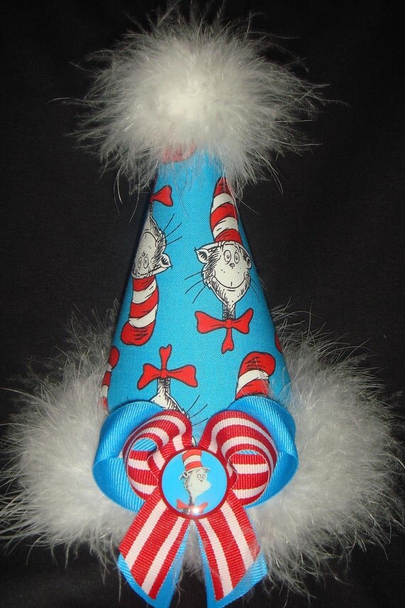 Dr. Seuss Cat in the Hat Birthday Party Hat made to match Costume or Tutu Il_570xn