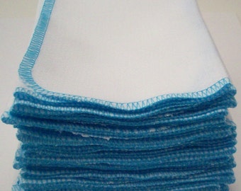 Turquoise Unpaper Towels - One Dozen Eco Friendly Reusable Birds Eye Cotton - Blue Un Paper Alternative - Cotton Dish Cloth 11 1/2 x 11 1/2