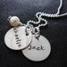 Jaden Necklace- Two tags with pearl-HAND STAMPED, custom and personalized Mommy necklace
