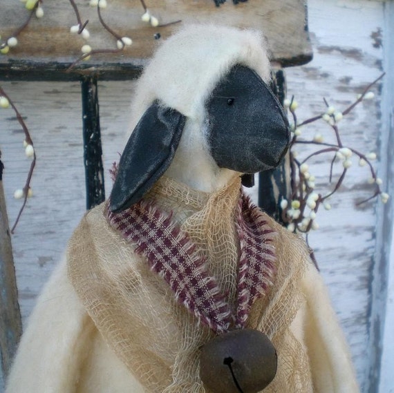 Primitive Folk Art Spring and Easter Shabby Sheep