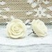 Cream Rose Earrings, Surgical Steel Stud Earrings, Rose Stud Earrings, Rose Post Earrings, Hypoallergenic Stud