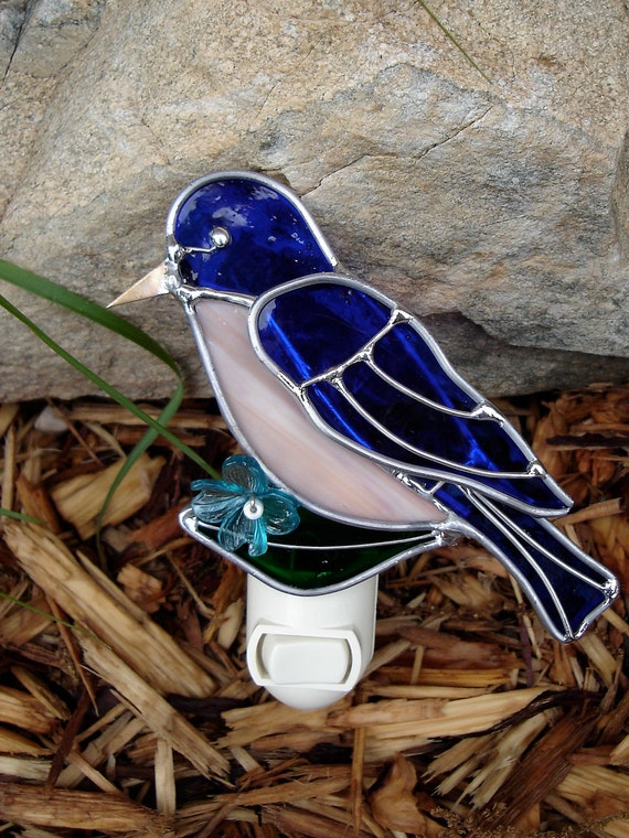 Little Bluebird Stained Glass Nightlight