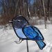 Little Bluebird Stained Glass Suncatcher with house plant stake