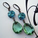 Vintage Earrings Bridesmaids Gifts Aqua Blue & Peridot Green Rhinestone Earrings BELLA