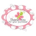 Pink Polka Dot Butterfly "Thank You for your purchase" Large Scalloped Oval Stickers - LAST set of 50