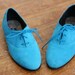Vintage Blue Suede Oxford Flats Shoes Lace up 6