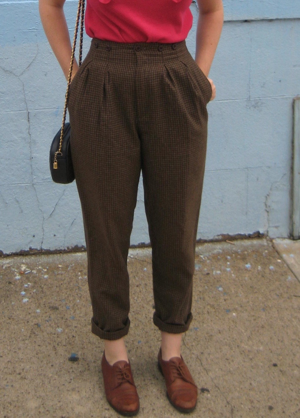 brown high waisted pants