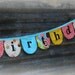 fabric Happy Birthday banner / bunting cheery cupcakes